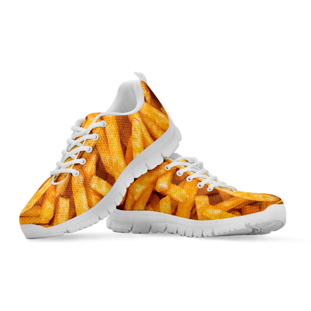 French Fries Texture Print White Sneakers