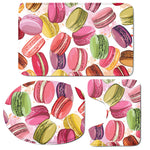 French Macaron Pattern Print 3 Piece Bath Mat Set