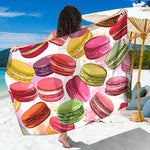 French Macaron Pattern Print Beach Sarong Wrap