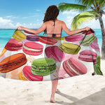 French Macaron Pattern Print Beach Sarong Wrap