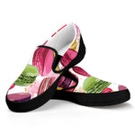 French Macaron Pattern Print Black Slip On Shoes