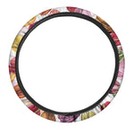 French Macaron Pattern Print Car Steering Wheel Cover