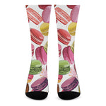 French Macaron Pattern Print Crew Socks