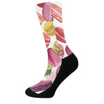 French Macaron Pattern Print Crew Socks