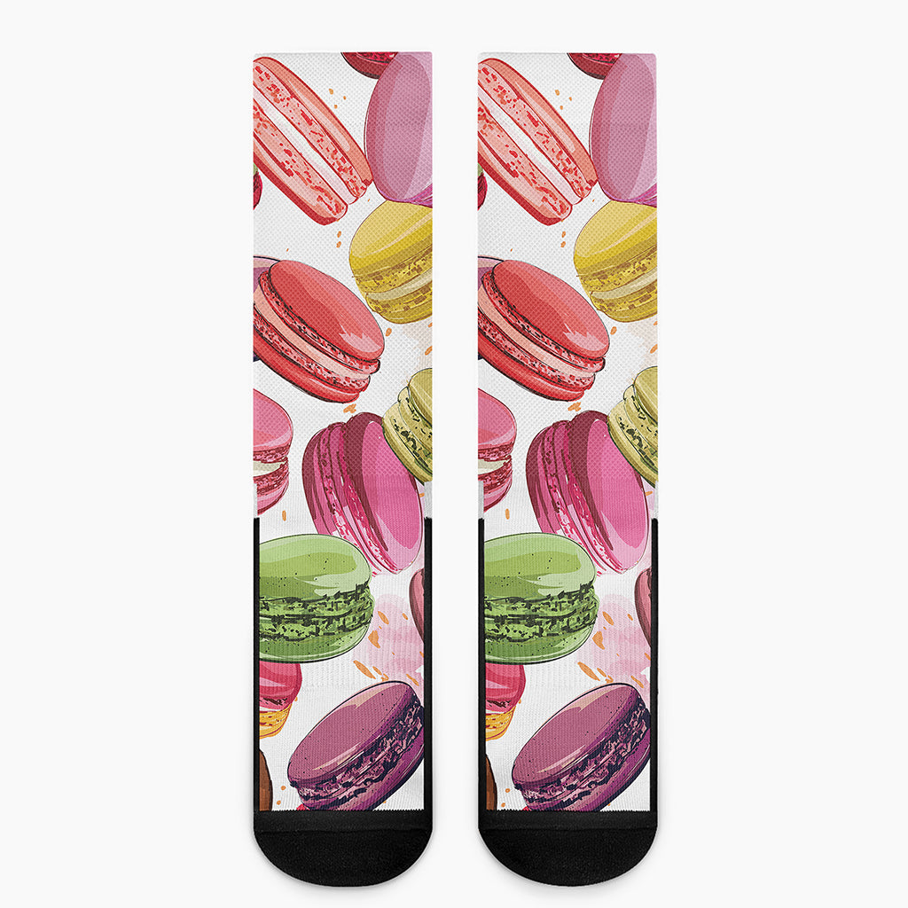 French Macaron Pattern Print Crew Socks