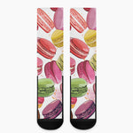 French Macaron Pattern Print Crew Socks