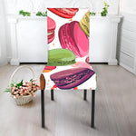 French Macaron Pattern Print Dining Chair Slipcover