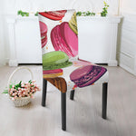 French Macaron Pattern Print Dining Chair Slipcover