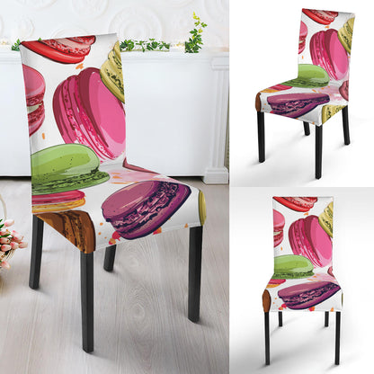 French Macaron Pattern Print Dining Chair Slipcover