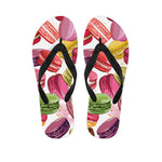 French Macaron Pattern Print Flip Flops