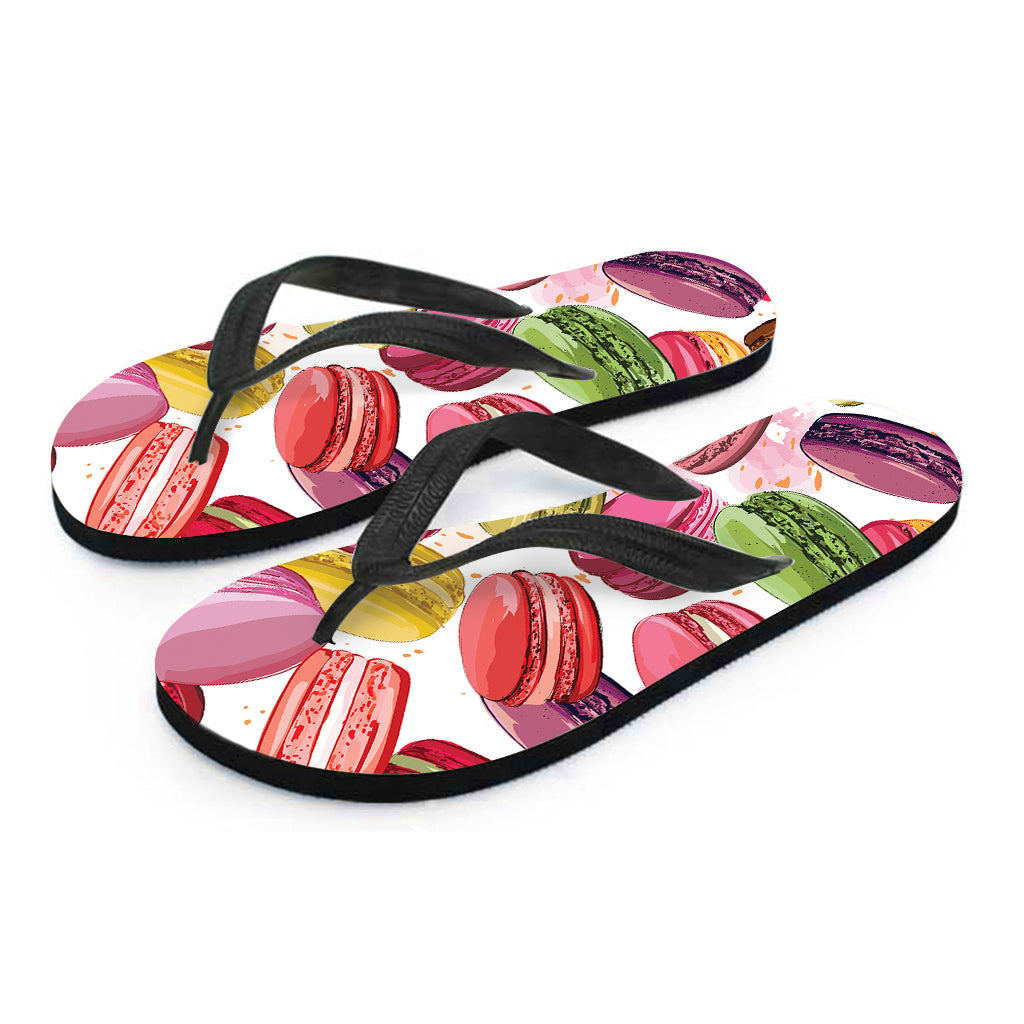 French Macaron Pattern Print Flip Flops