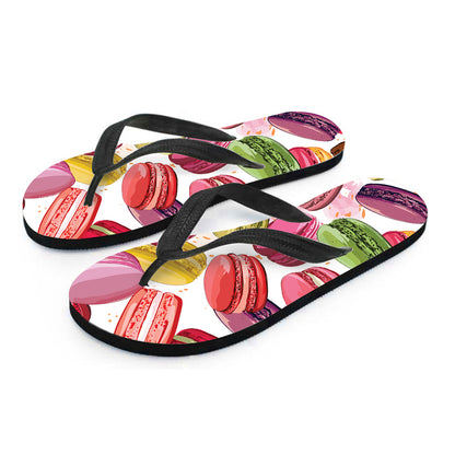 French Macaron Pattern Print Flip Flops