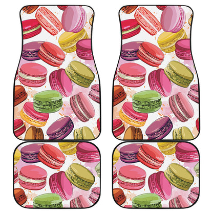French Macaron Pattern Print Front and Back Car Floor Mats