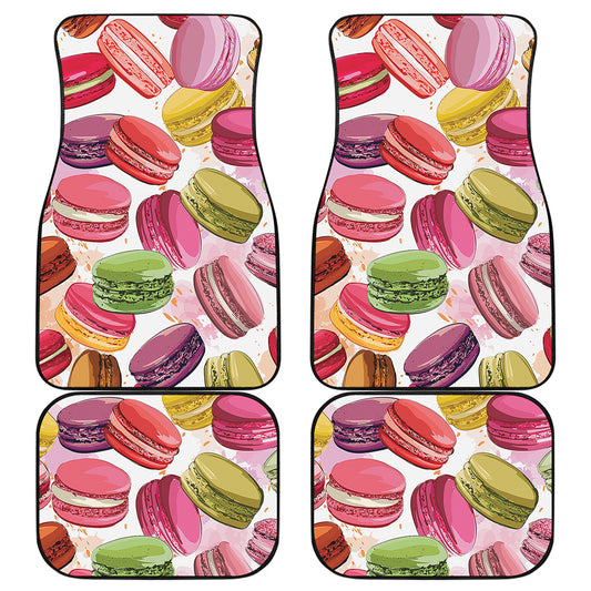 French Macaron Pattern Print Front and Back Car Floor Mats