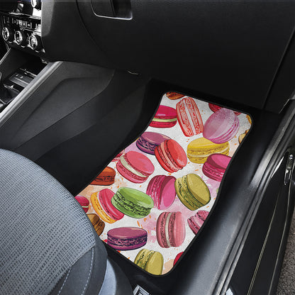 French Macaron Pattern Print Front and Back Car Floor Mats