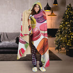 French Macaron Pattern Print Hooded Blanket