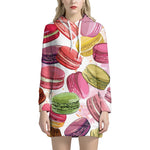 French Macaron Pattern Print Hoodie Dress