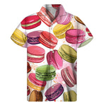 French Macaron Pattern Print Men's Short Sleeve Shirt