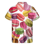 French Macaron Pattern Print Men's Short Sleeve Shirt