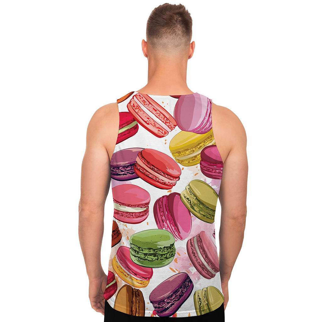 French Macaron Pattern Print Men's Tank Top
