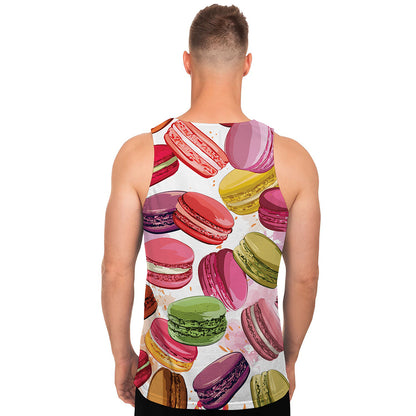 French Macaron Pattern Print Men's Tank Top