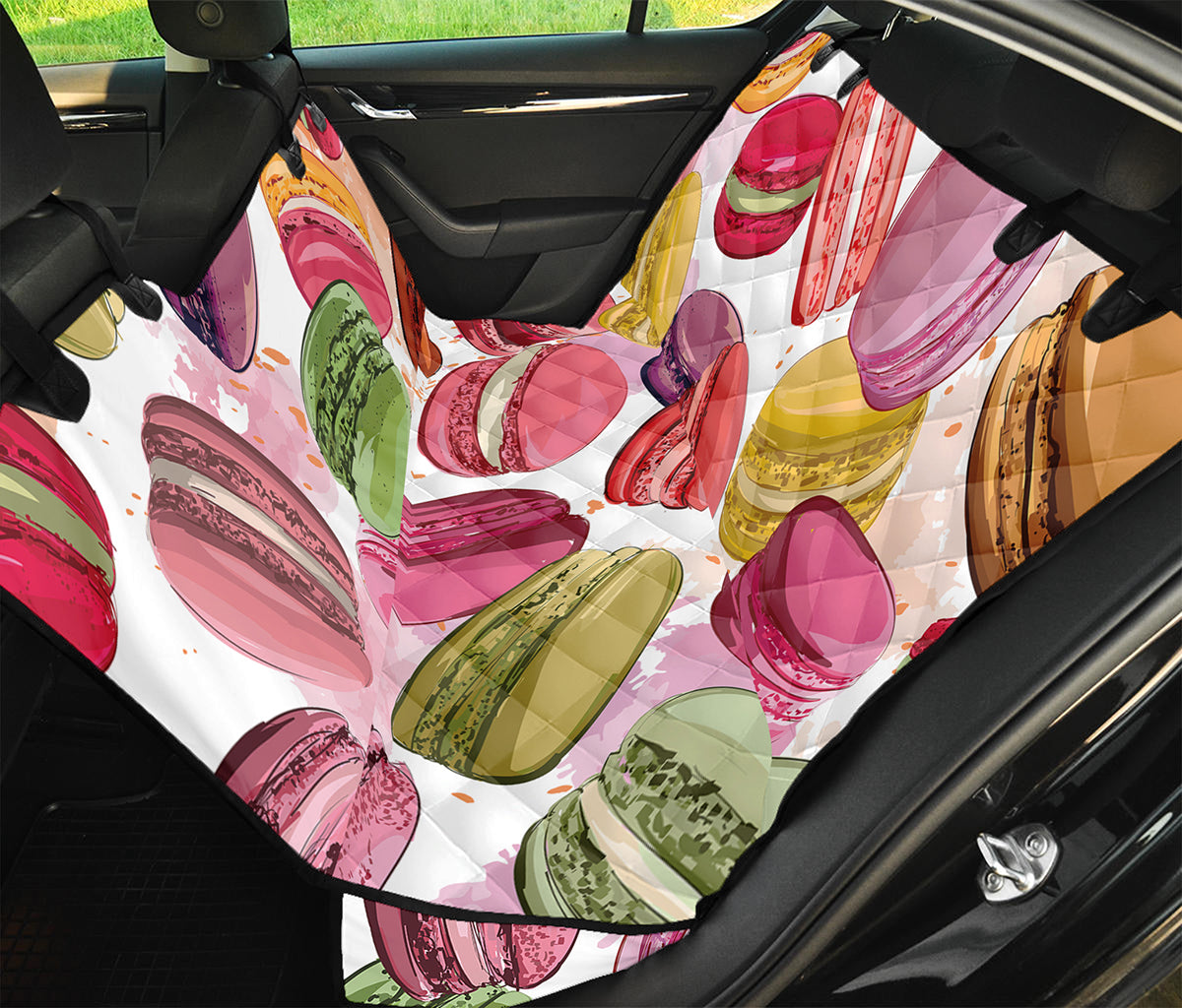French Macaron Pattern Print Pet Car Back Seat Cover