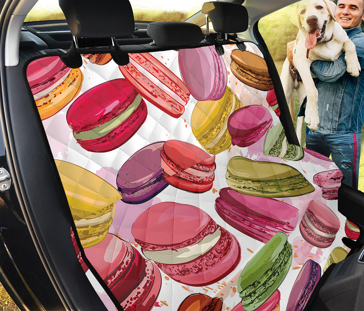French Macaron Pattern Print Pet Car Back Seat Cover