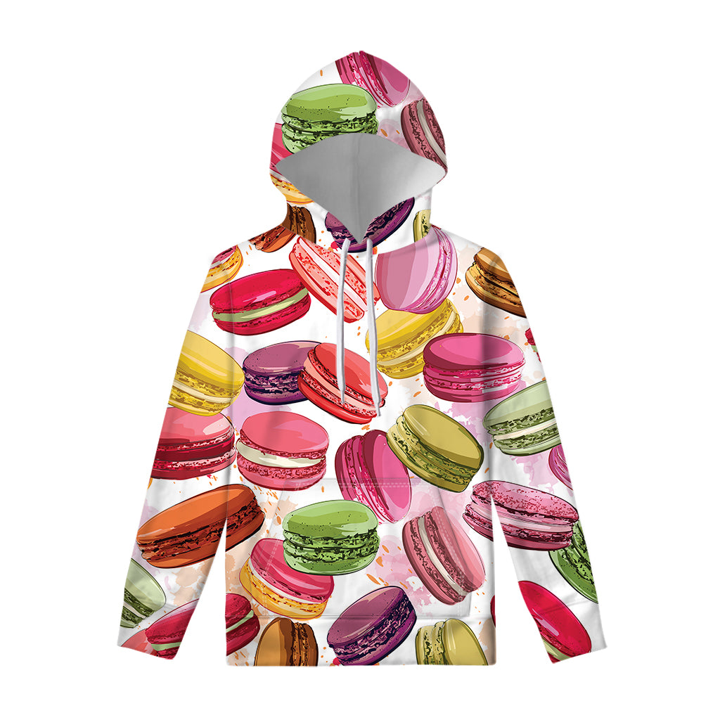 French Macaron Pattern Print Pullover Hoodie