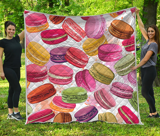 French Macaron Pattern Print Quilt