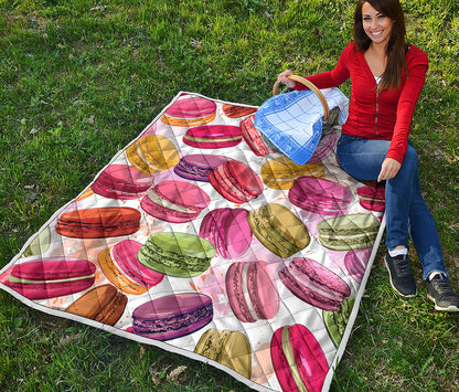 French Macaron Pattern Print Quilt