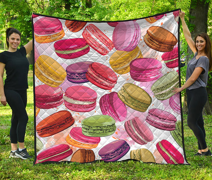 French Macaron Pattern Print Quilt