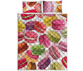 French Macaron Pattern Print Quilt Bed Set