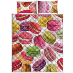 French Macaron Pattern Print Quilt Bed Set