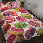 French Macaron Pattern Print Quilt Bed Set