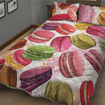 French Macaron Pattern Print Quilt Bed Set
