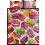 French Macaron Pattern Print Quilt Bed Set