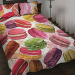 French Macaron Pattern Print Quilt Bed Set