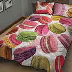 French Macaron Pattern Print Quilt Bed Set