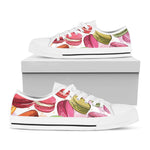 French Macaron Pattern Print White Low Top Shoes