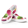 French Macaron Pattern Print White Slip On Sneakers