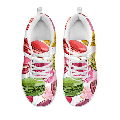 French Macaron Pattern Print White Sneakers
