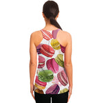 French Macaron Pattern Print Women's Racerback Tank Top
