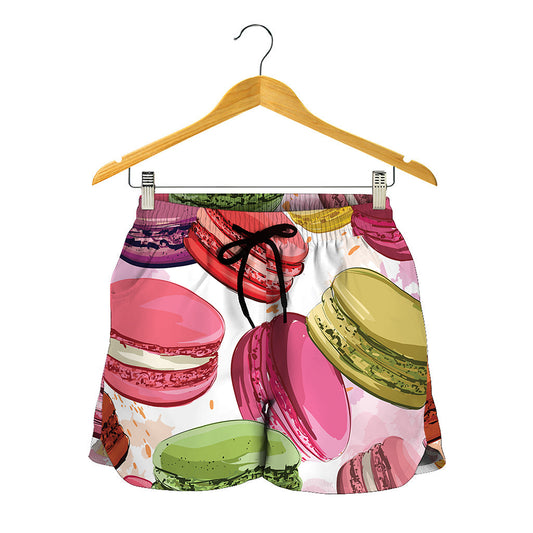 French Macaron Pattern Print Women's Shorts