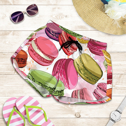 French Macaron Pattern Print Women's Shorts
