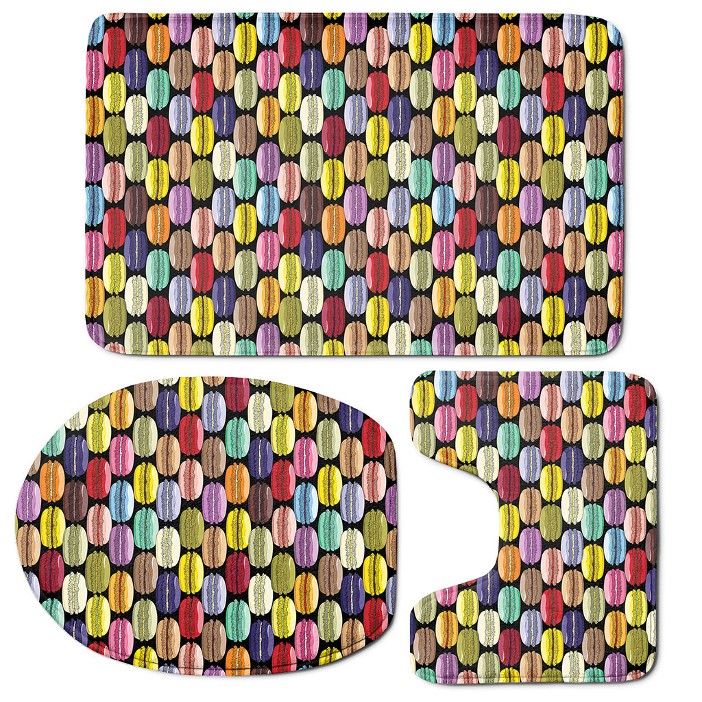 French Macarons Pattern Print 3 Piece Bath Mat Set
