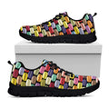 French Macarons Pattern Print Black Running Shoes