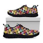 French Macarons Pattern Print Black Sneakers