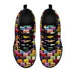 French Macarons Pattern Print Black Sneakers