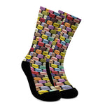 French Macarons Pattern Print Crew Socks