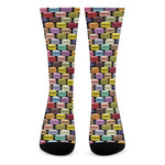 French Macarons Pattern Print Crew Socks